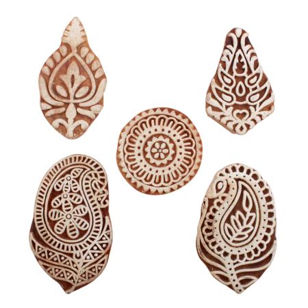 Set of 5 Piece New Mix Wooden Printing Blocks